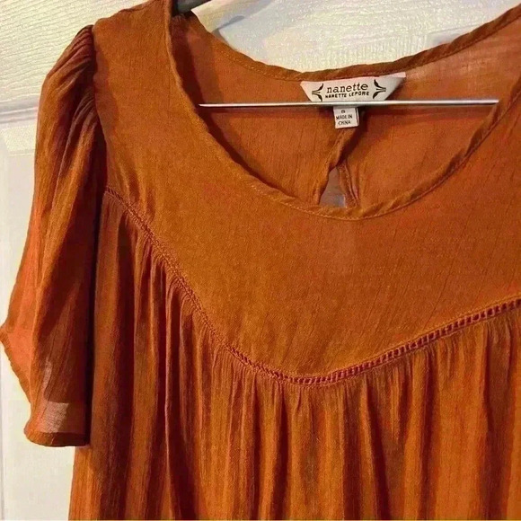Nanette Womens Burnt Orange Flowy Flutter Short Sleeve Blouse Size Small - Picture 2 of 5